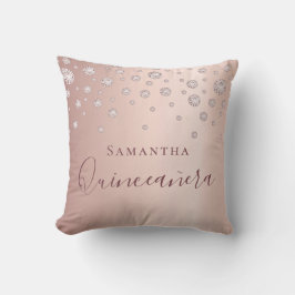 Quinceanera ro guld mousserande diamanter namn kudde