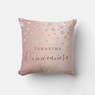 Quinceanera ro guld mousserande diamanter namn kudde