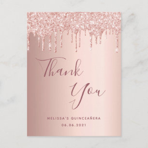Quinceanera ro guld rosa droppar tack vykort