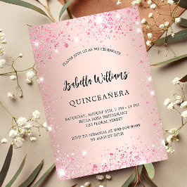 Quinceanera ro guld rosa-gnistor lyx inbjudningar