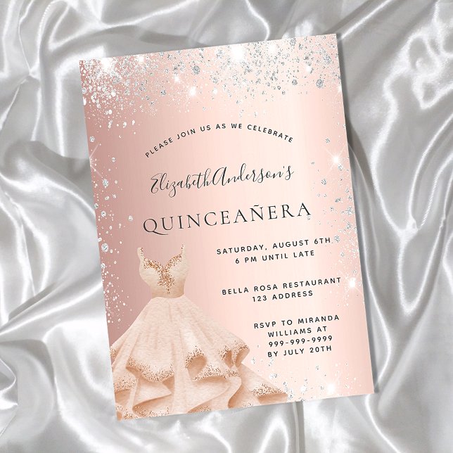 Quinceanera ro guld silver inbjudningar (Skapare uppladdad)