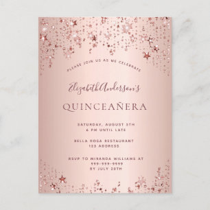 Quinceanera ro guld stjärnornas gnistra inbjudan