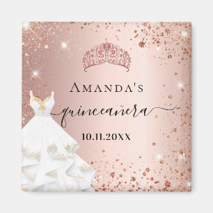 Quinceanera ro guld tiara dress glitter namn magnet
