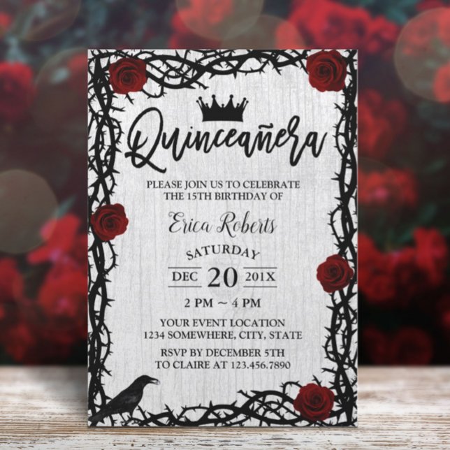 Quinceanera Ro Thorn Elegant Fairy Tale Birthday Inbjudningar (Skapare uppladdad)