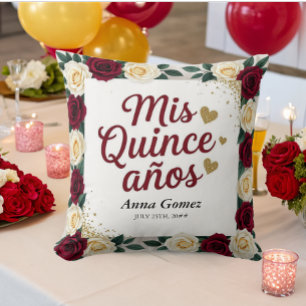 Quinceanera Röd ros Personlig Mis Quince Anos Kudde