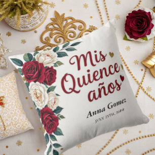 Quinceanera Röd ros Personlig Mis Quince Anos Kudde
