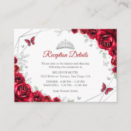Quinceanera Röd Silver Blommiga Detaljer Tilläggskort