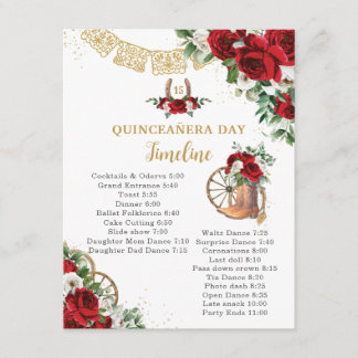 Quinceañera Röd Vit Blommig Charro Stövlar Tidslin Anteckningskort
