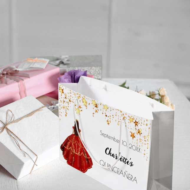 Quinceanera röd vit guld stjärnorna klädtiara (Skapare uppladdad)