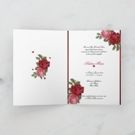 Quinceanera röda rosa rosor röd satin inbjudan