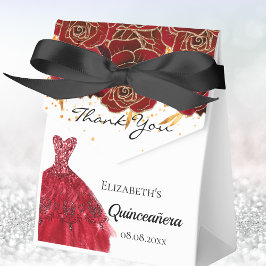 Quinceanera-röda vita blommigtar klär dig tack presentaskar