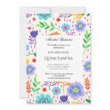 Quinceañera Rosa Blåa blommor