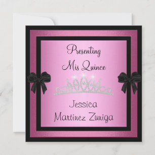 Quinceanera Rosa Black Judel Tiara Formellt 1 Inbjudningar