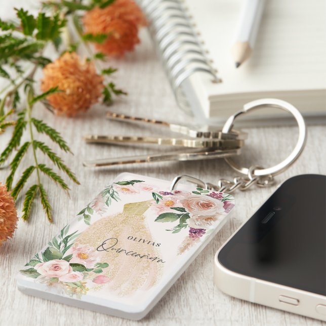 Quinceañera Rosa blommigt gily-kalender (Högra Framsidan)