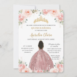 Quinceañera  Rosa Blommigt Ro Guld Brown Girl Inbjudningar