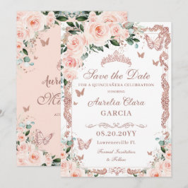 Quinceañera  Rosa Blommigt Ro Guld Butterfly Spara Datumet