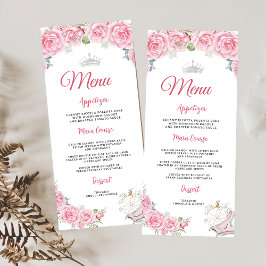 Quinceanera  Rosa Blommigt Silver Krona Meny