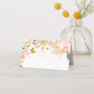 Quinceanera  Rosa Butterfly Blommigt Place Card Placeringskort