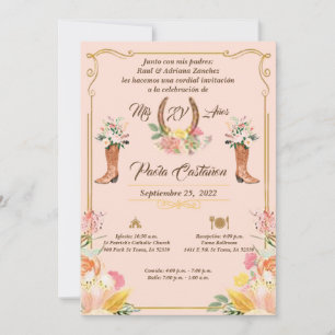 QUINCEANERA Rosa Charra Watercolor-inbjudan