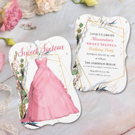 Quinceanera Rosa Dress Vild Örters-inbjudan Inbjudningar