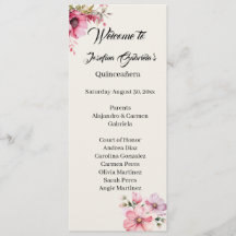 Quinceañera rosa dubbelsidigt programkort