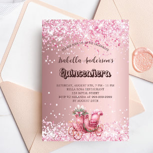 Quinceanera-rosa elegant party inbjudningar