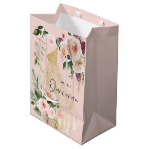 Quinceañera Rosa gily blommigt dress födelseår Med