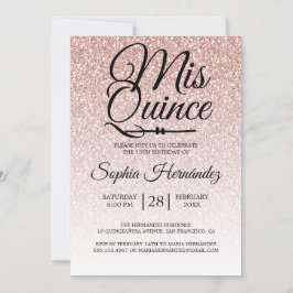 Quinceañera  Rosa Glitter 15:e födelsedagen Inbjudningar