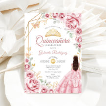 Quinceanera Rosa Guld Dress Blommigt