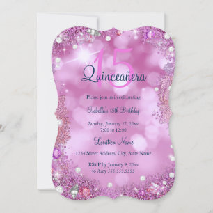 Quinceanera Rosa Hav Himmel Födelsedagsfest Inbjudningar
