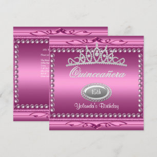 Quinceanera Rosa Juvel Tiara Pärl 15-års Födelseda Inbjudningar