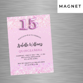 Quinceanera rosa konetti-tjejen party lyxury magnetisk inbjudningskort