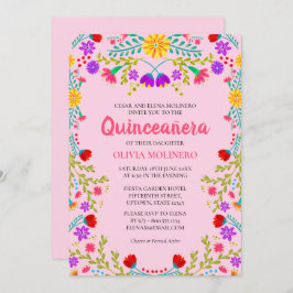 Quinceanera Rosa Mexikansk Blommigt 15:e födelseda Inbjudningar