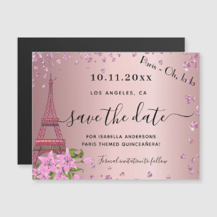 Quinceanera rosa paris spara datum magneter