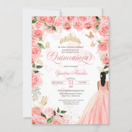 Quinceanera Rosa  Ro Elegant Butterfly Inbjudningar