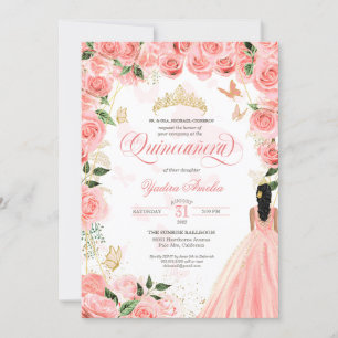 Quinceanera Rosa Ro Elegant Butterfly Inbjudningar