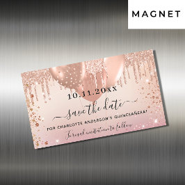 Quinceanera rosa ros-ballongen spara datum magnete