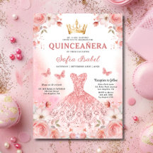 Quinceañera  Rosa ros Blommigt Butterfly
