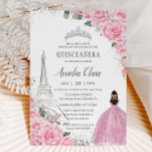 Quinceañera Rosa ros Blommigt Paris Eiffel Silver Inbjudningar<br><div class="desc">Anpassa denna vackra quinceañera/söt 16 / födelsedagsinbjudan med egen ordalydelse enkelt och snabbt,  tryck helt enkelt på anpassningsknappen för att ytterligare ordna om och formatera stil och placera texten. Matchande artiklar tillgängliga i arkivet! c) Lycklig Cat Studio</div>
