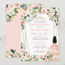 Quinceanera Rosa ros Guld, flicka i Gown in