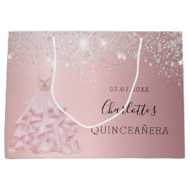 Quinceanera, rosa silver glitter klädglam