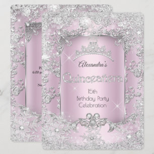 Quinceanera Rosa Silver Tiara Vinter Värld Inbjudningar