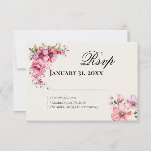 Quinceanera rosa svar RSVP-kort