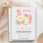 Quinceanera  Rosa Vattenfärgad Blommigt 15 Spara Datumet<br><div class="desc">Rosa Quinceanera Spara datumkortet med Blommigt nummer 15 i vattenfärg. Denna känsliga och feminina design har nummer 15, dekorerad med en bukett av blommor och löv. Den har en mjuk palett av rosa, aprikoser, gult, guld och dammblått färg. Mallen är konfigurerad så att du kan lägga till redot date, namn...</div>