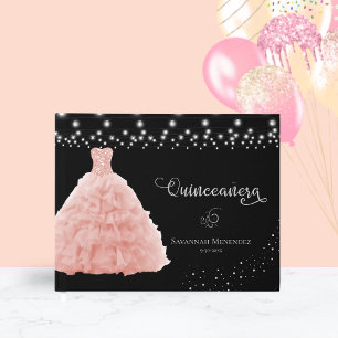 Quinceanera Rosabrunt klänning Ljus Foto Gästböcker