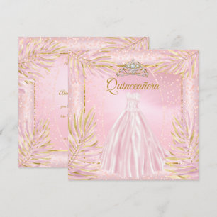 Quinceanera Rosabrunt Tiara Klänning Födelsedagsfi Inbjudningar
