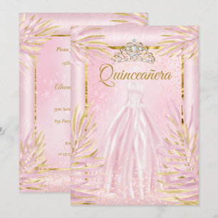 Quinceanera Rosabrunt Tiara Klänning Födelsedagsfi Inbjudningar