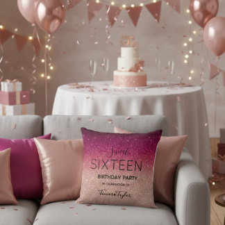 Quinceañera Rose Gold & Burgundy Glitter Luxury Kudde