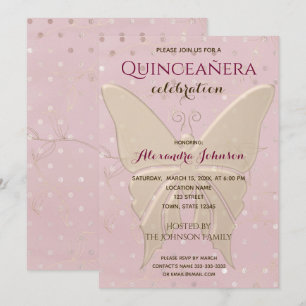 Quinceanera Roséguld 15-årsdag Inbjudningar