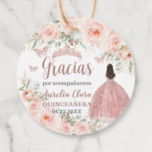 Quinceanera Rosenskär Blommig Roséguld Prinsessklä Gåvor Etiketter